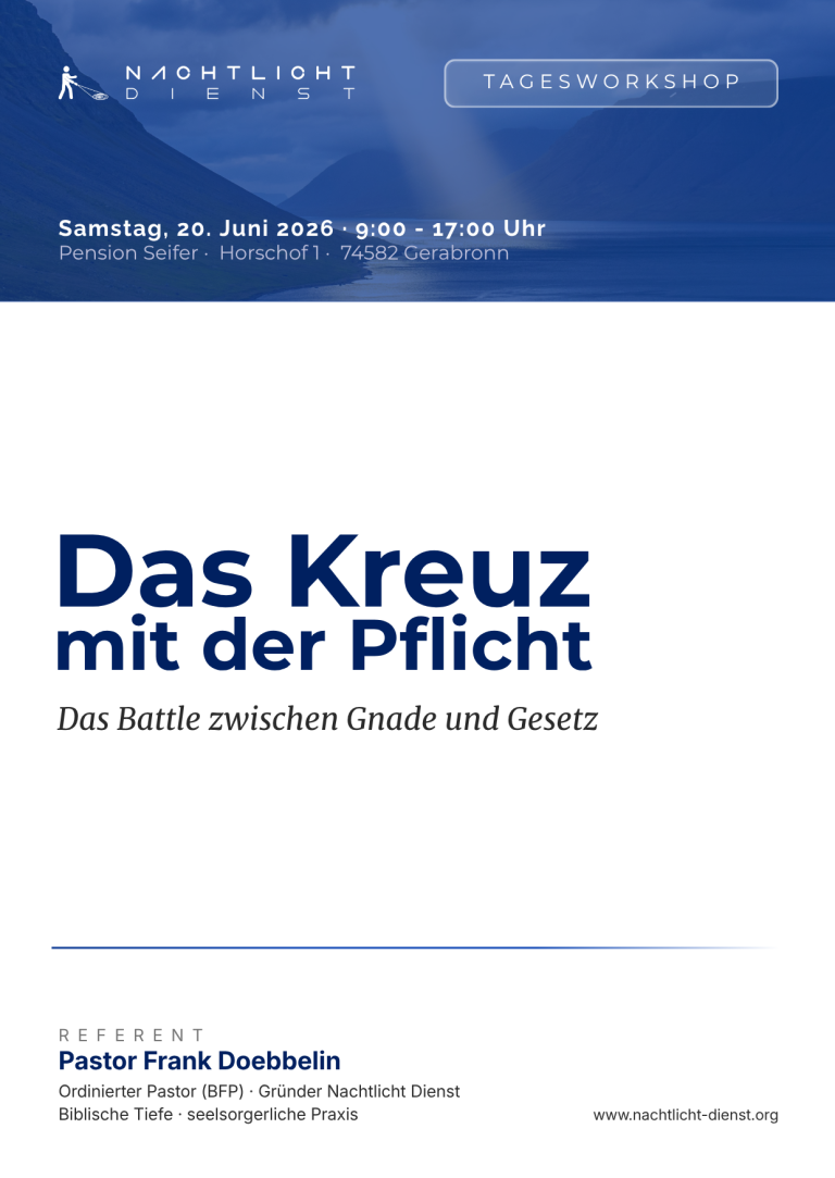 Bild des Flyers Einladung zum Workshop "Das Kreuz mit der Pflicht" am 20. Juni 2026.